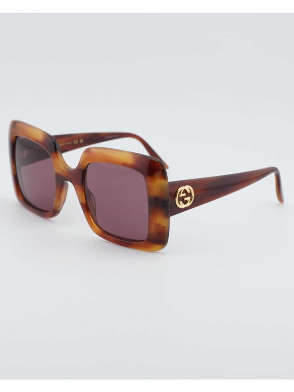 Gucci GG0896S 004 Women Sunglasses Havana Square Frame, Violet Lenses